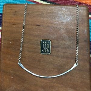 Hammered Crescent Changeable Charm Holder Necklace